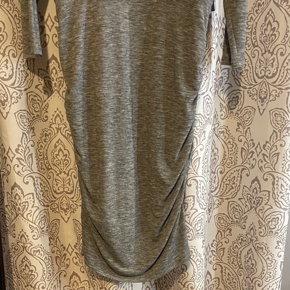 Express Heather Gray Mock Turtleneck Long Sleeve Ruched Knit Dress Size L NWT - Picture 5 of 6